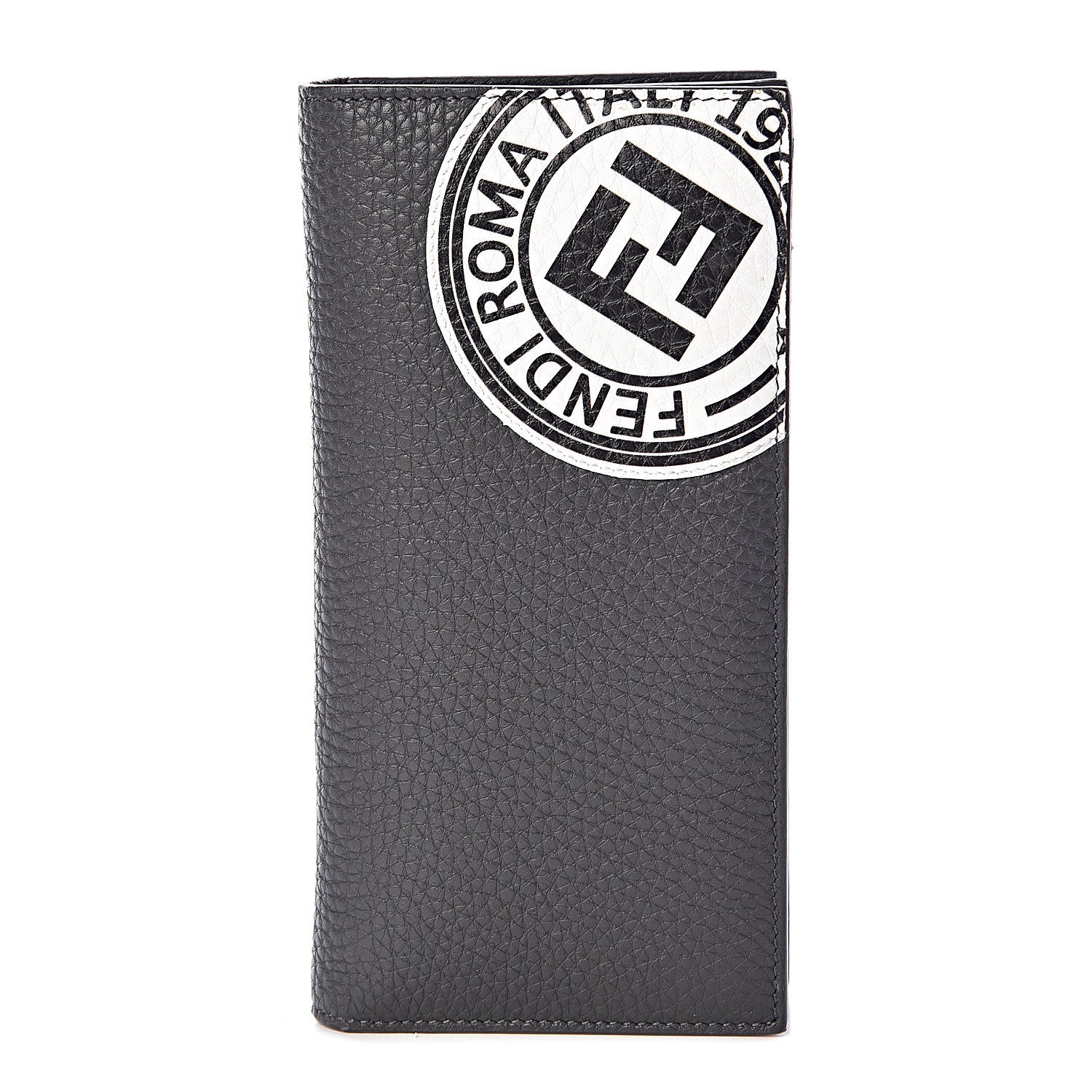 Fendi Cuoio Romano Stamp Patch Continental Wallet Asfalto 1 of 8