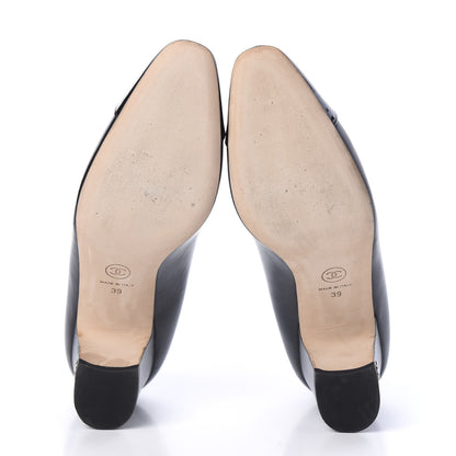 Chanel Lambskin Patent CC Cap Toe Pumps 39 Black 9 of 10