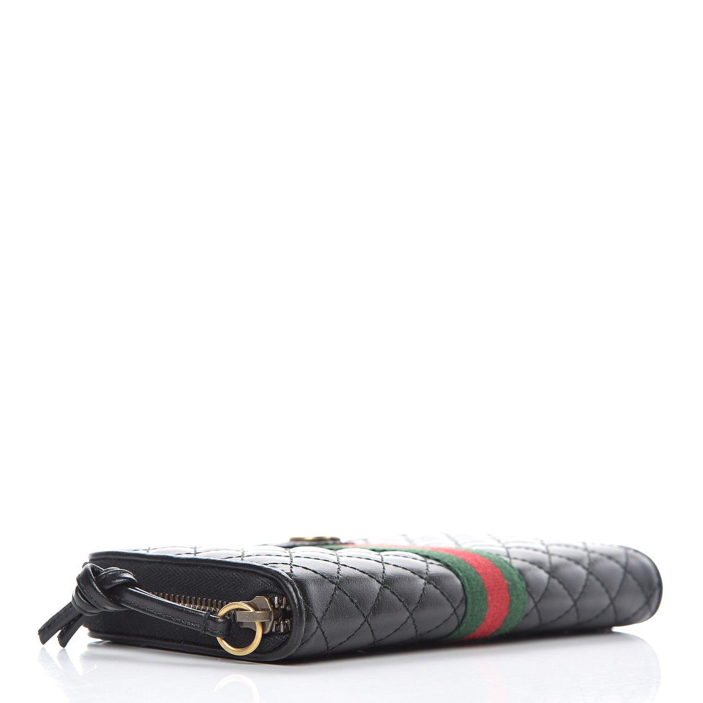 Calfskin Web Trapuntata GG Zip Around Wallet Black