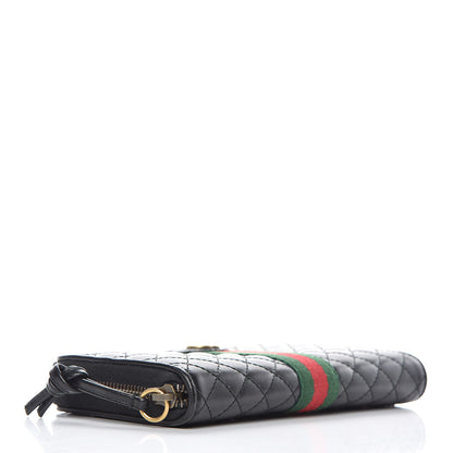 Gucci Calfskin Web Trapuntata GG Zip Around Wallet Black 4 of 9