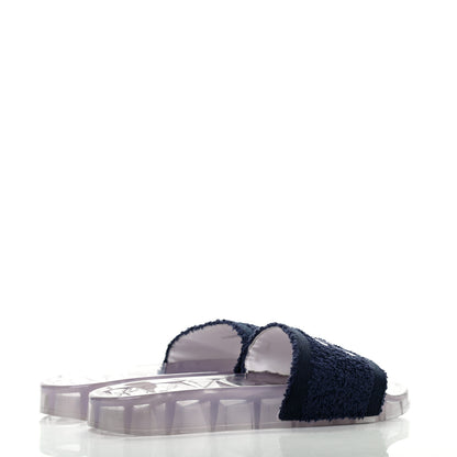 Chanel PVC Transparent Fabric CC Flat Slide Sandals 37 Navy 4 of 8