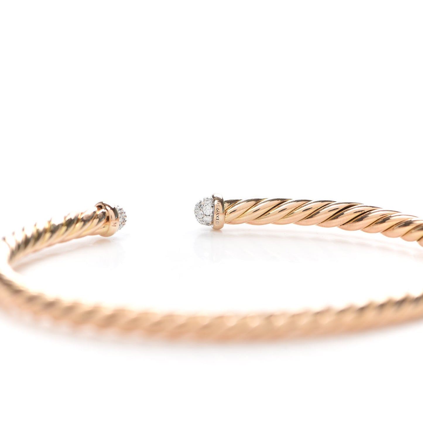18K Rose Gold Diamond 4mm Cablespira Bracelet
