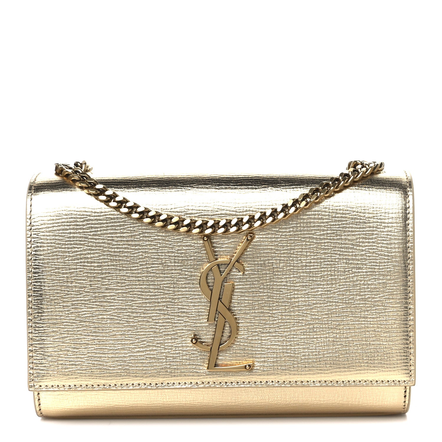 Saint Laurent Metallic Calfskin Small Classic Monogram Kate Tassel Satchel Gold 1 of 11
