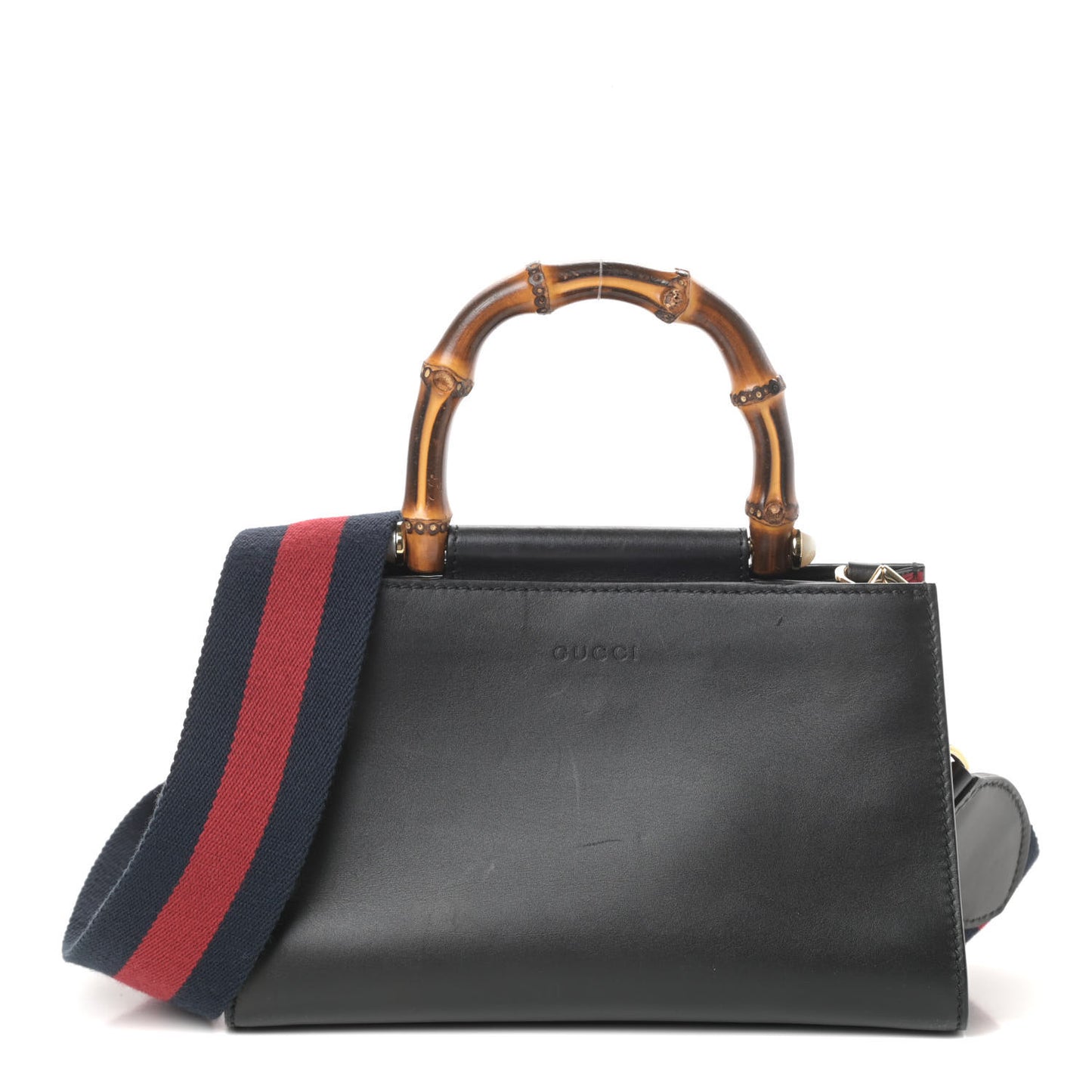 Nappa Bamboo Web Mini Nymphaea Top Handle Bag Black