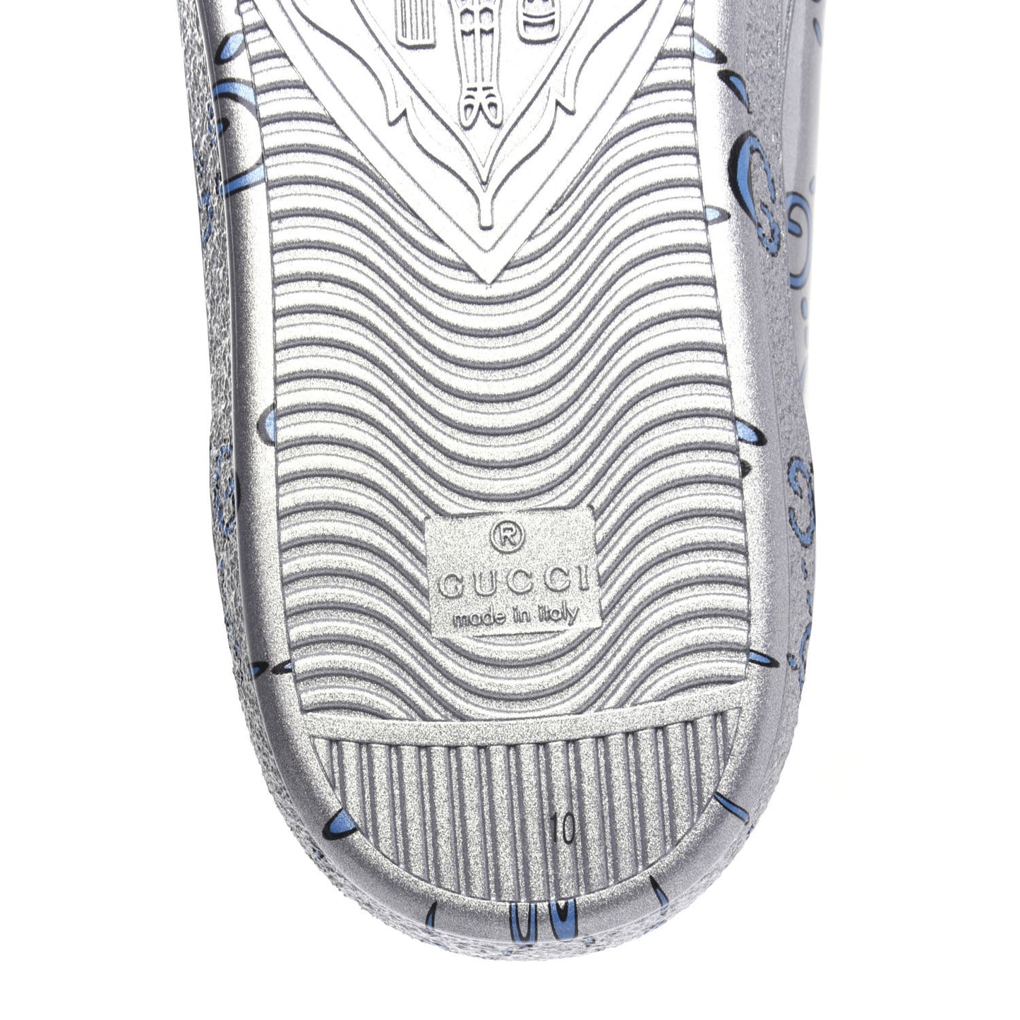 Miro Rubber Wax GucciGhost Print Mens New Ace Sneakers 10 Silver