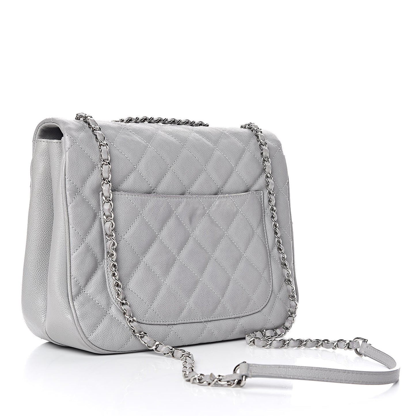 Caviar Quilted Large Urban Companion Flap Grey