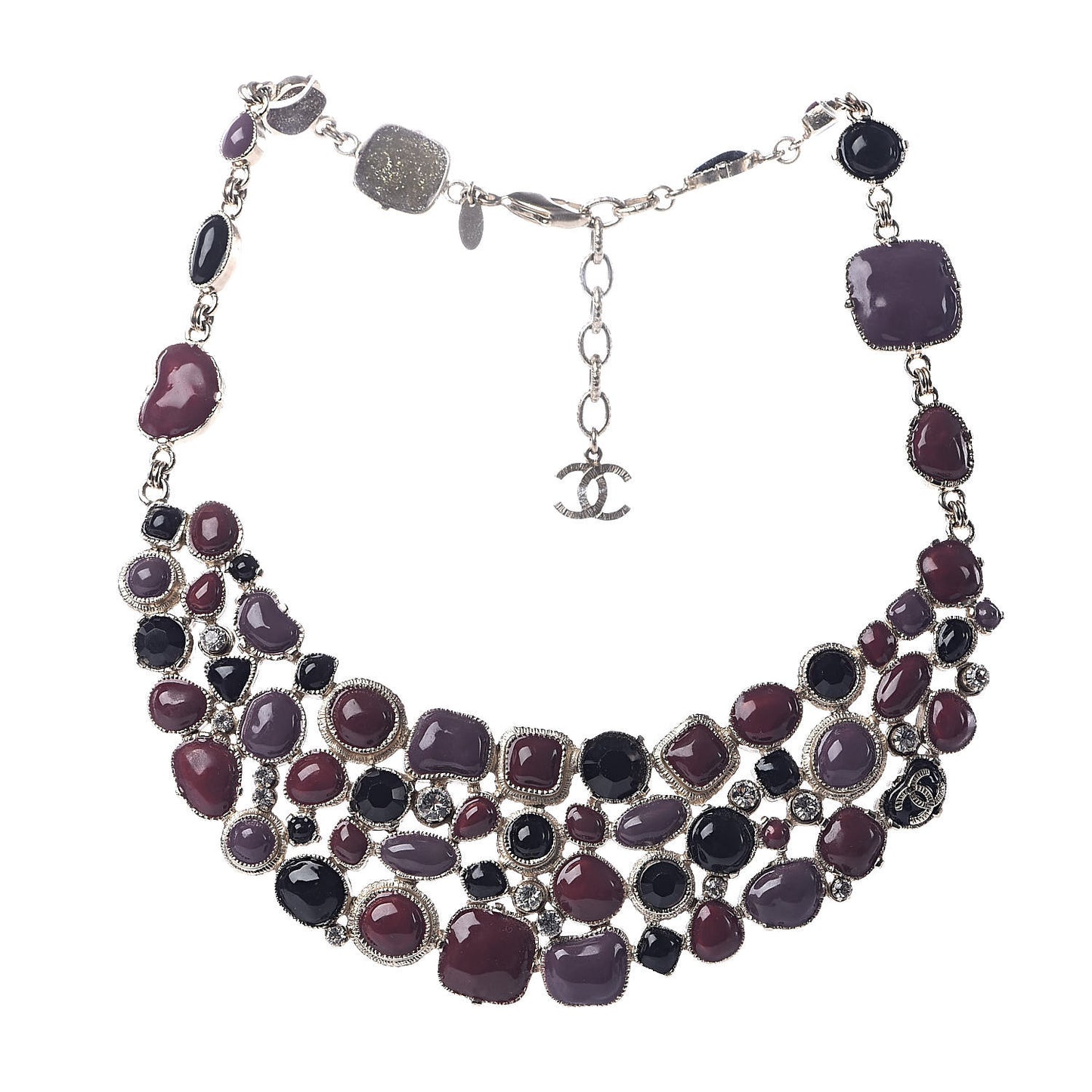 Crystal Bead Gripoix Poured Glass CC Necklace Multicolor