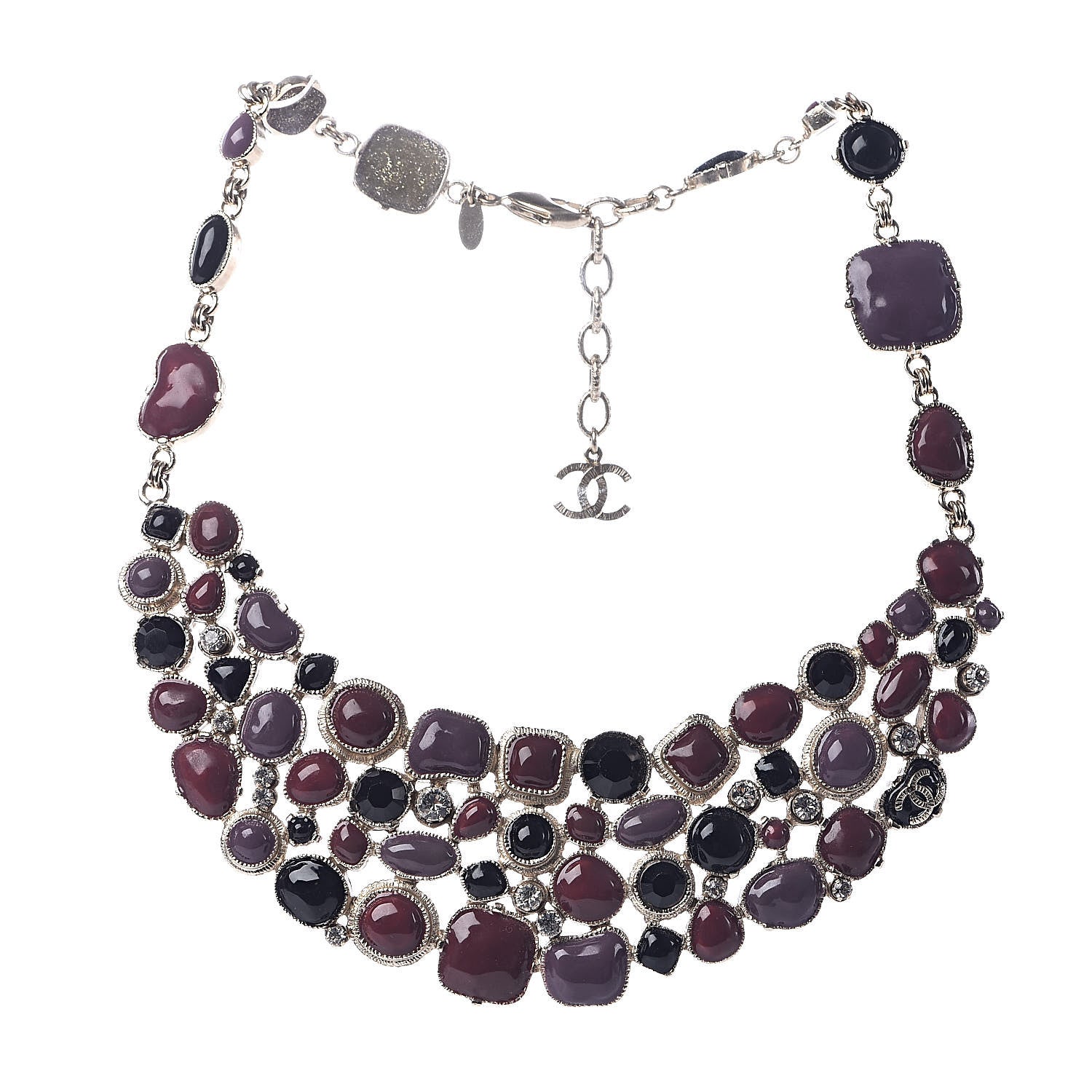 Chanel Crystal Bead Gripoix Poured Glass CC Necklace Multicolor 1 of 6