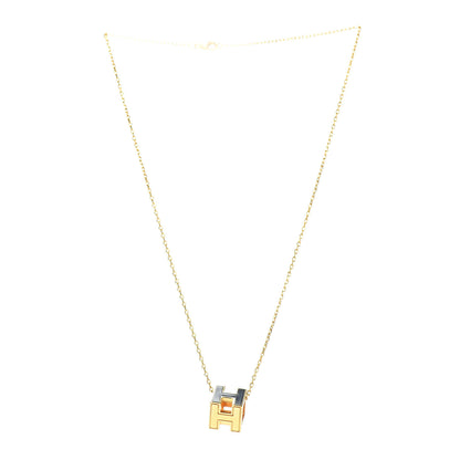 Hermes Gold Lacquered Cage d'H Pendant Necklace Black 3 of 6
