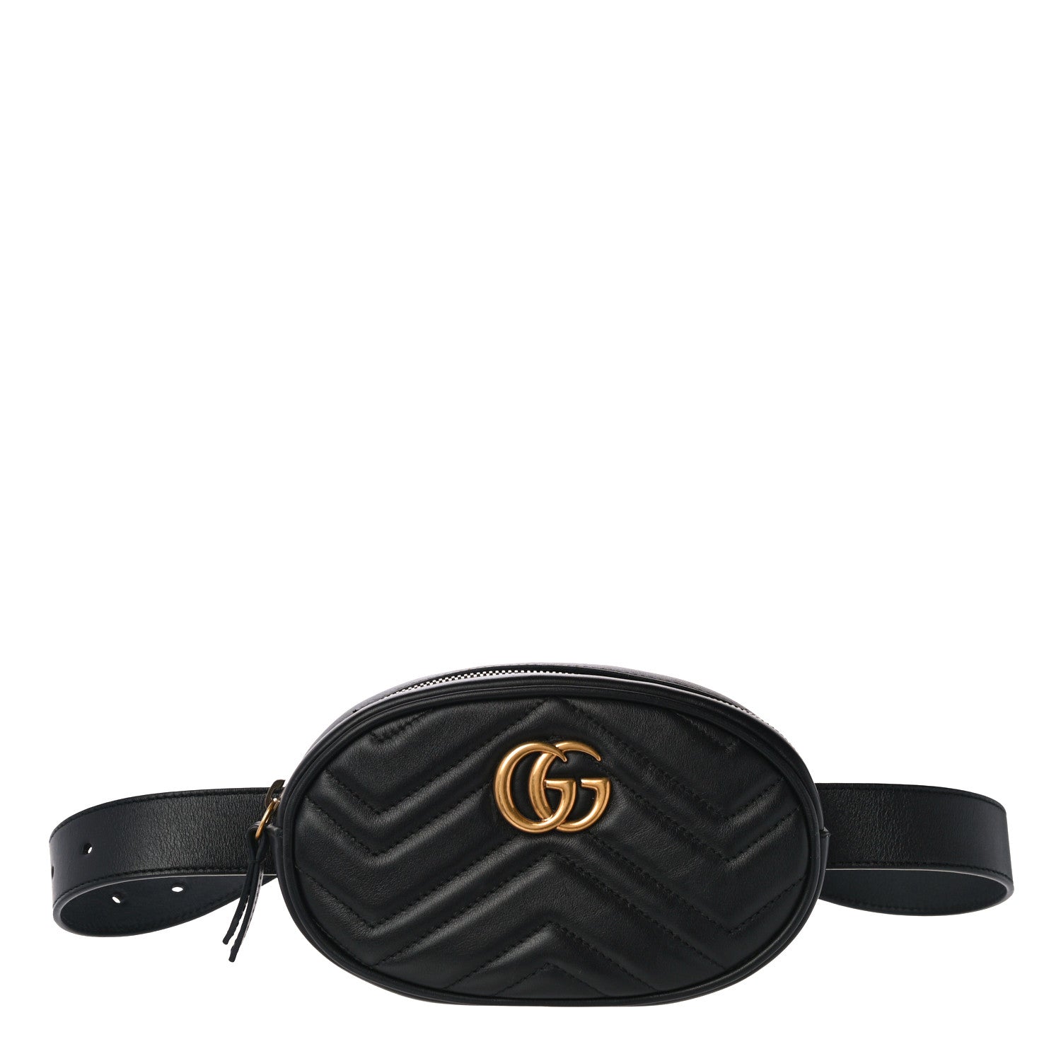 Gucci Calfskin Matelasse GG Marmont Belt Bag 75 30 Black 1 of 12