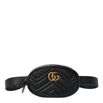 Gucci Calfskin Matelasse GG Marmont Belt Bag 75 30 Black 1 of 12