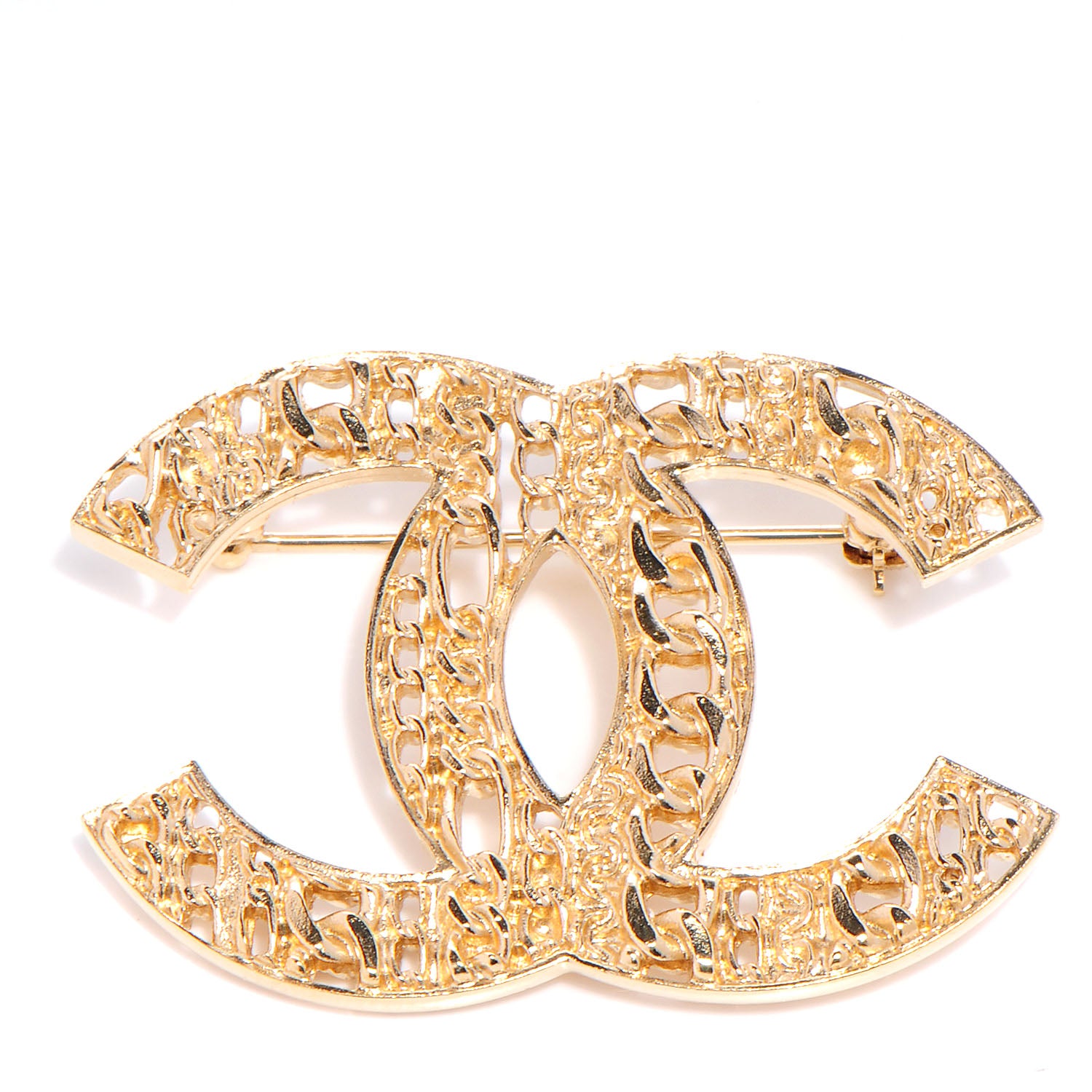 Chanel Large Chain CC Brooch Gold 1 of 5