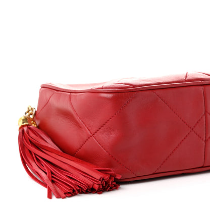 Chanel Lambskin Quilted Tassel Camera Case Red 9 of 10