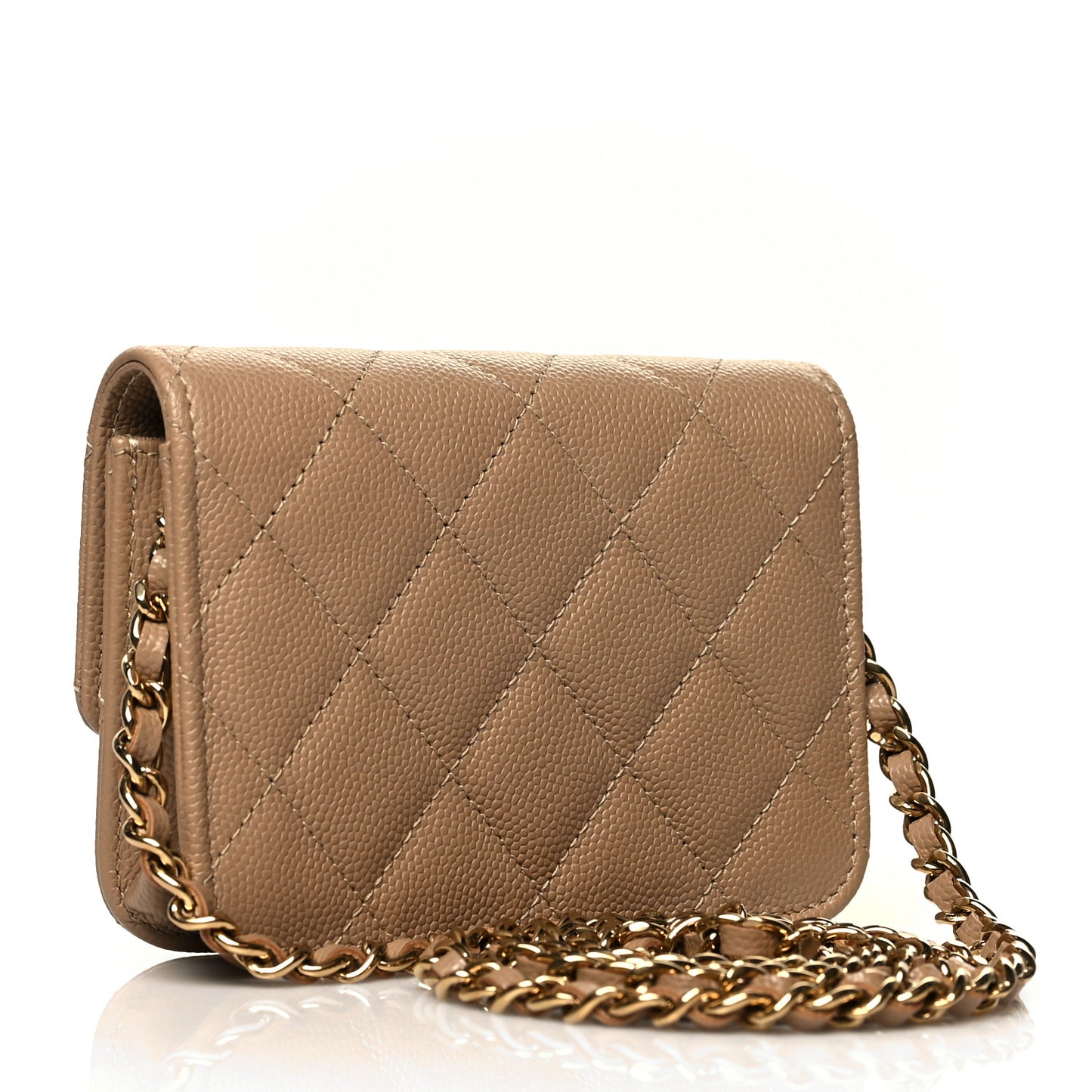 Caviar Quilted Mini Chain Bag Dark Beige