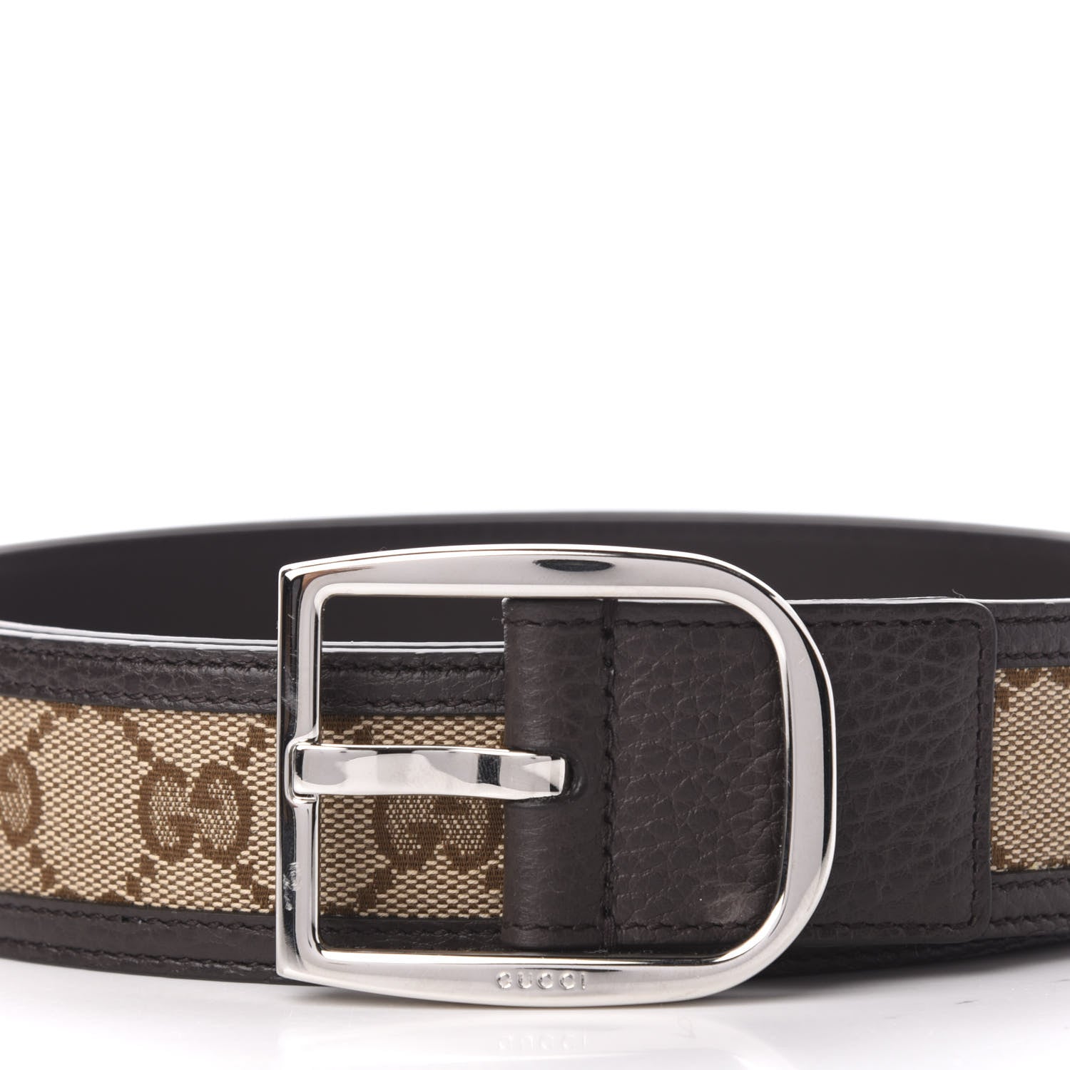 Gucci Monogram Dollar Calfskin 40mm Belt 105 42 Beige Ebony Testa di Moro 6 of 6