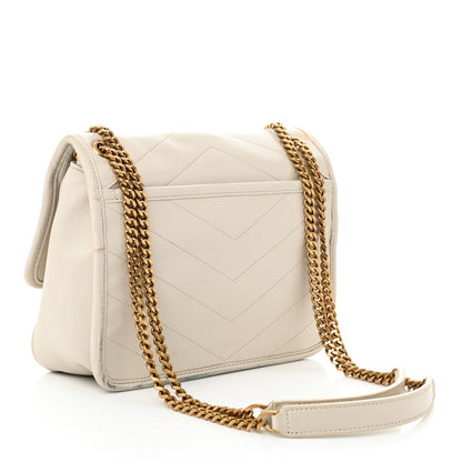 Saint Laurent Crinkled Calfskin Matelasse Monogram Baby Niki Chain Satchel Ivory 3 of 13