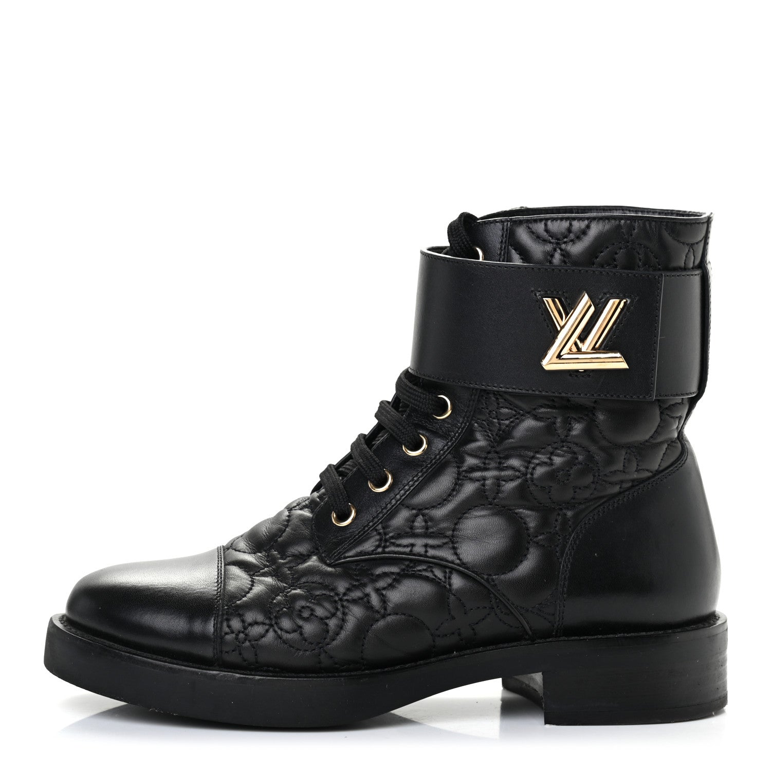 Louis Vuitton Calfskin Embossed Wonderland Ranger Boots 36.5 Black 1 of 9