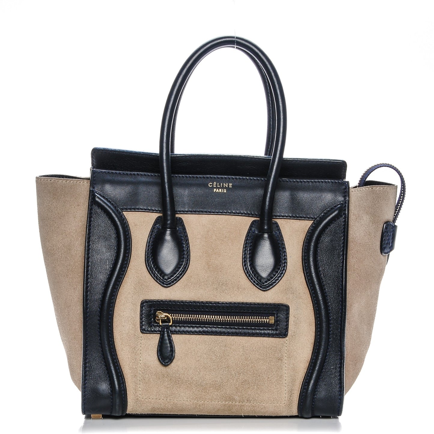 Smooth Calfskin Suede Micro Bi-Color Luggage Navy Dune