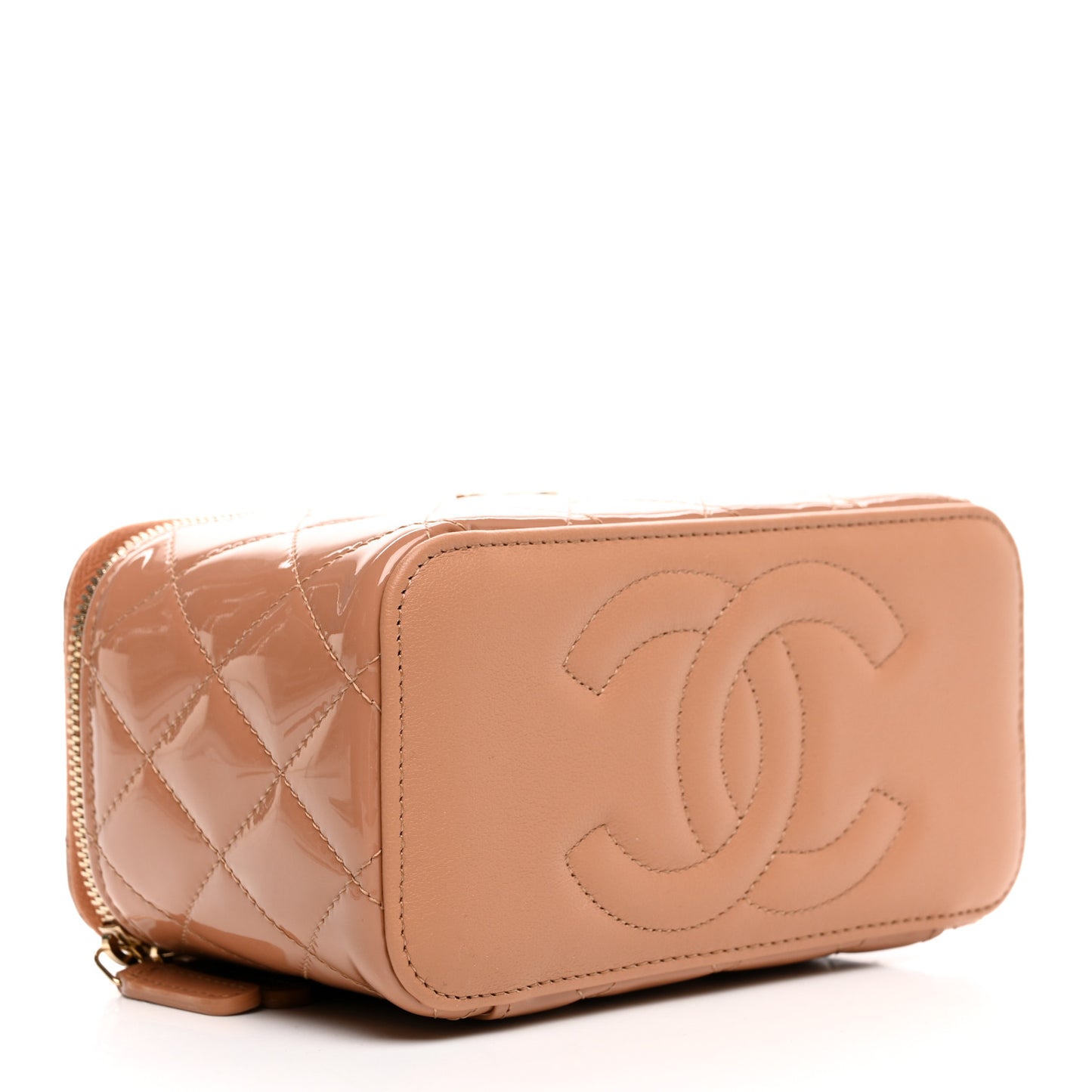 Patent Quilted Pick Me Up Vanity Case Dark Beige