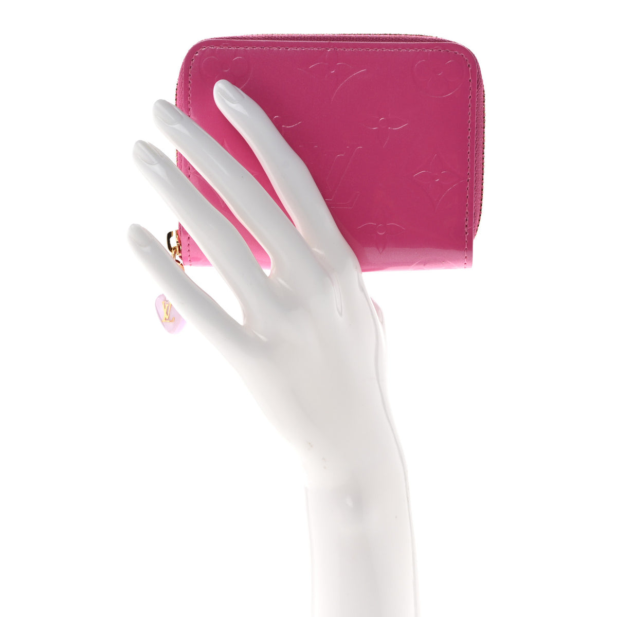 Vernis Enamel Heart Zippy Coin Purse Neon Pink