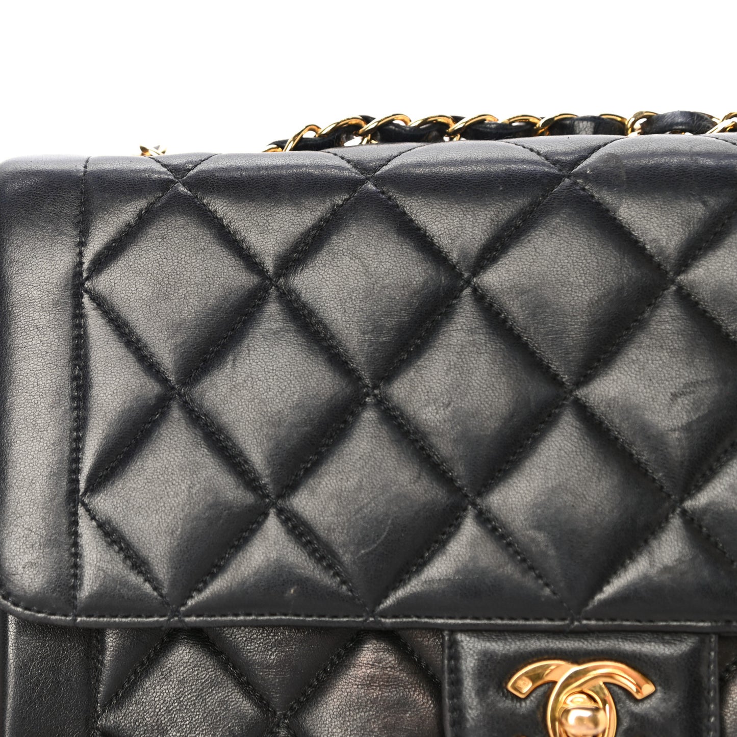 Lambskin Quilted Medium Single Flap Black