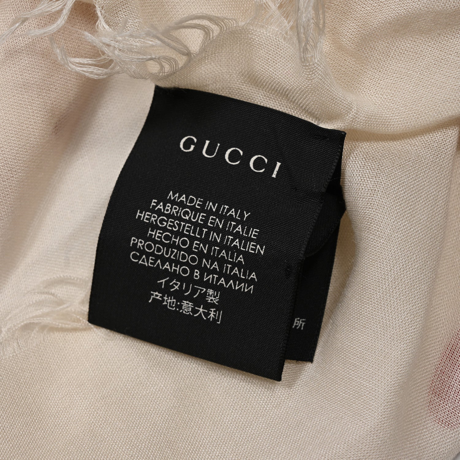 Gucci Modal Silk GG Writers Shawl White Red 4 of 5