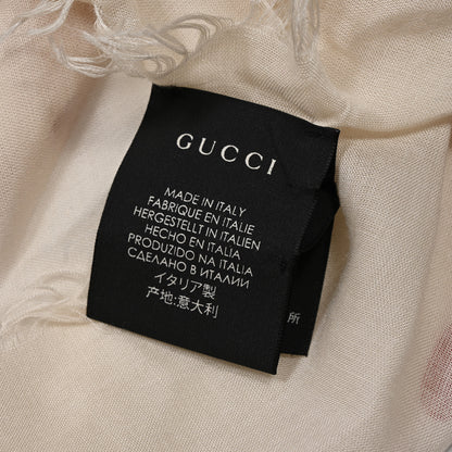 Gucci Modal Silk GG Writers Shawl White Red 4 of 5