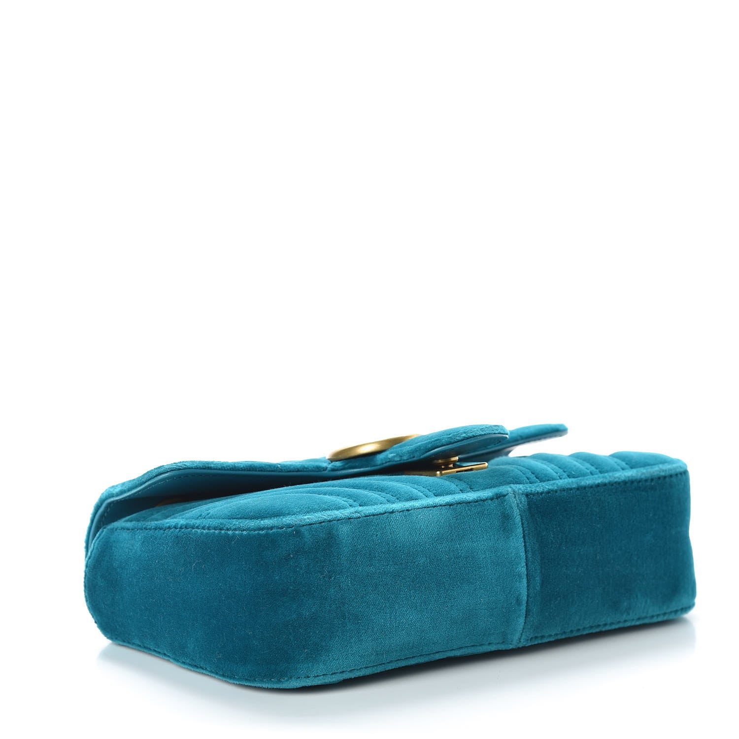 Gucci Velvet Matelasse Mini GG Marmont Shoulder Bag Pavone Cyan 4 of 9