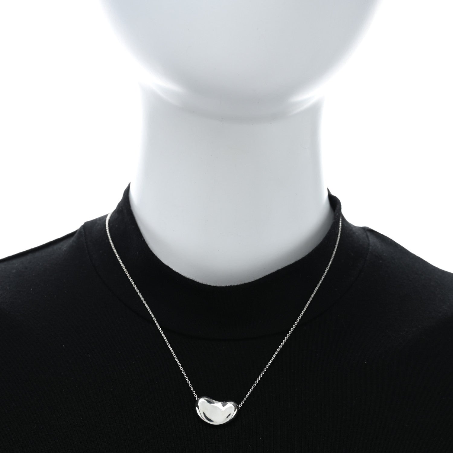 Tiffany Sterling Silver 19mm Elsa Peretti Bean Pendant Necklace 3 of 4