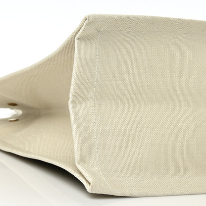 Saint Laurent Linen Calfskin Small Rive Gauche Tote Military Green Blanc Vintage 7 of 8