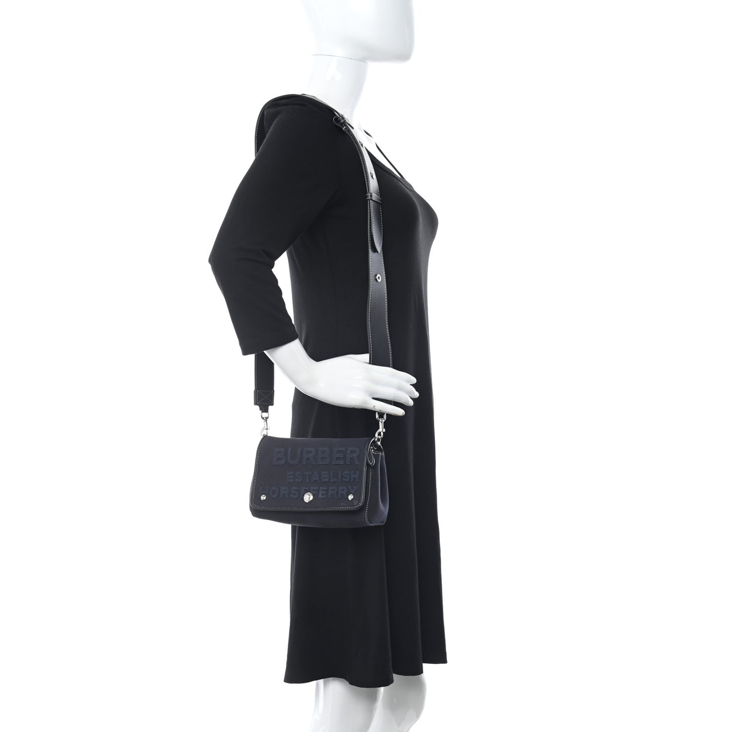 Cotton Canvas Horseferry Small Crossbody Bag Navy