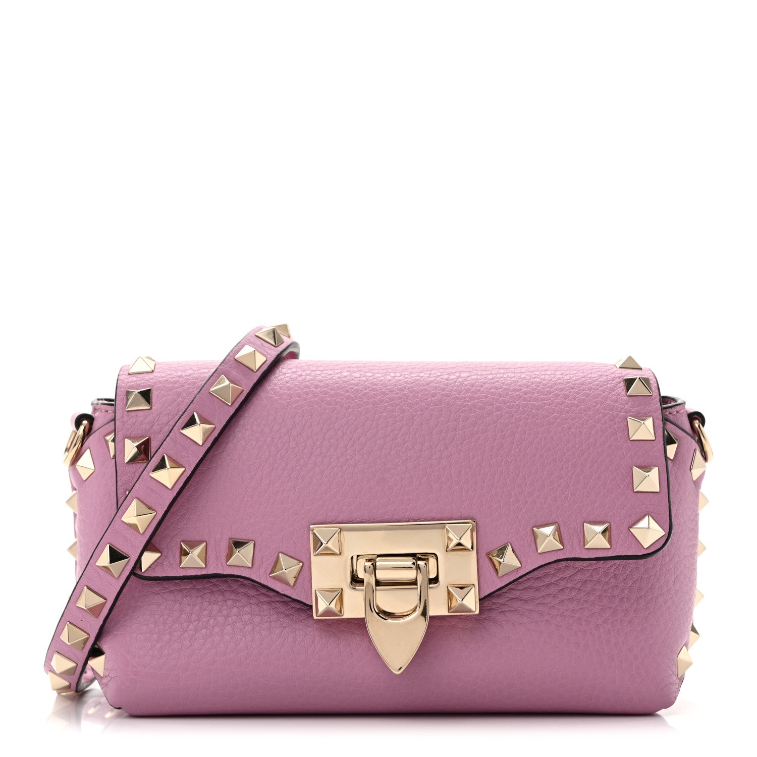 Valentino Garavani Pebbled Calfskin Mini Rockstud Crossbody Bag Giacinto 1 of 12