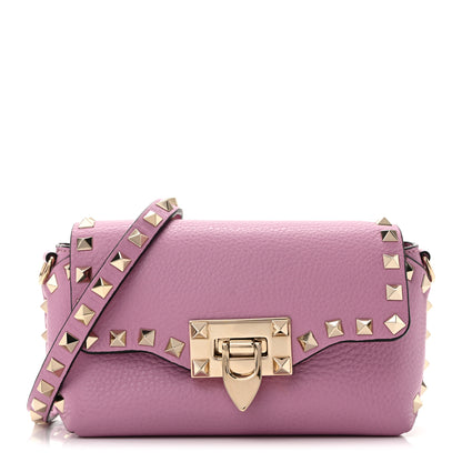 Valentino Garavani Pebbled Calfskin Mini Rockstud Crossbody Bag Giacinto 1 of 12