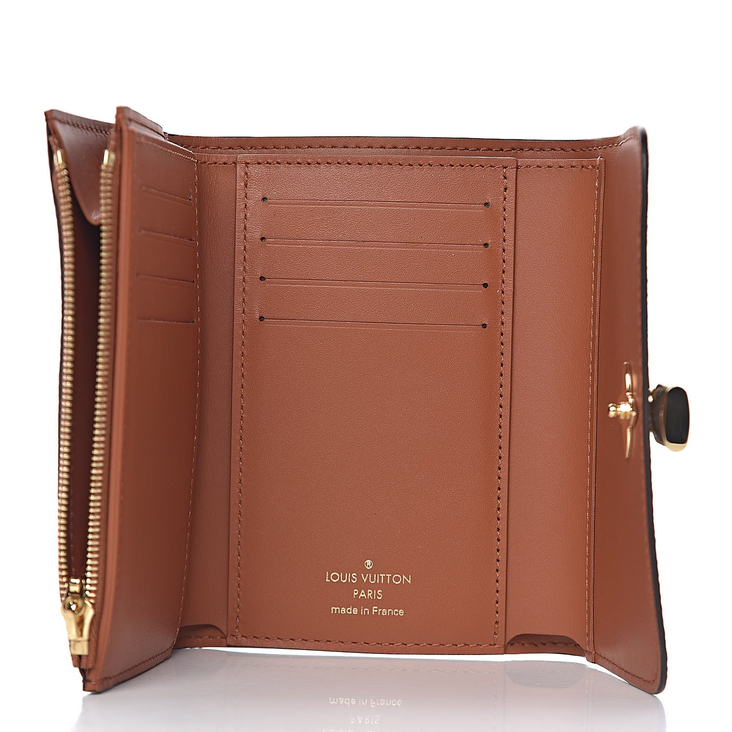 Monogram Flower Lock Compact Wallet Caramel