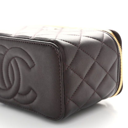 Chanel Iridescent Lambskin Quilted Small Top Handle Vanity Case With Chain Burgundy 10 of 11