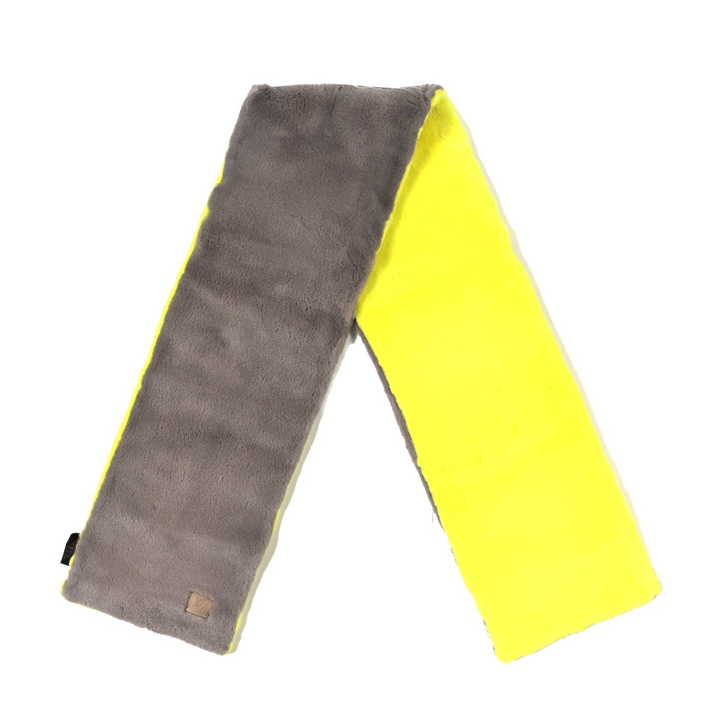Mink Fur Logo Scarf Fluo Yellow Grey