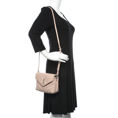 Saint Laurent Calfskin Y Quilted Monogram Toy Loulou Crossbody Bag Marble Pink 2 of 10