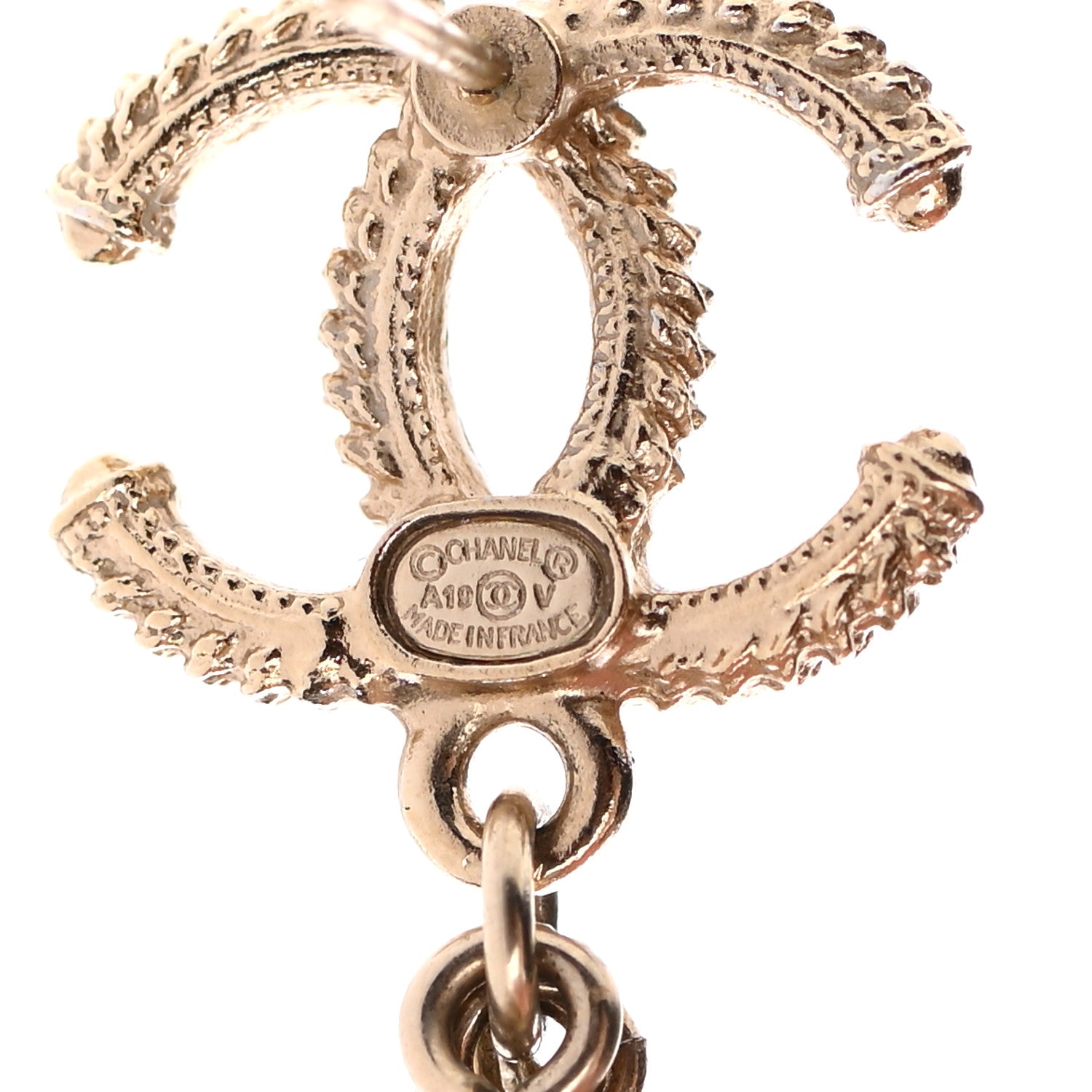 Chanel Pearl Beaded CC Drop Earrings Gold 4 of 5
