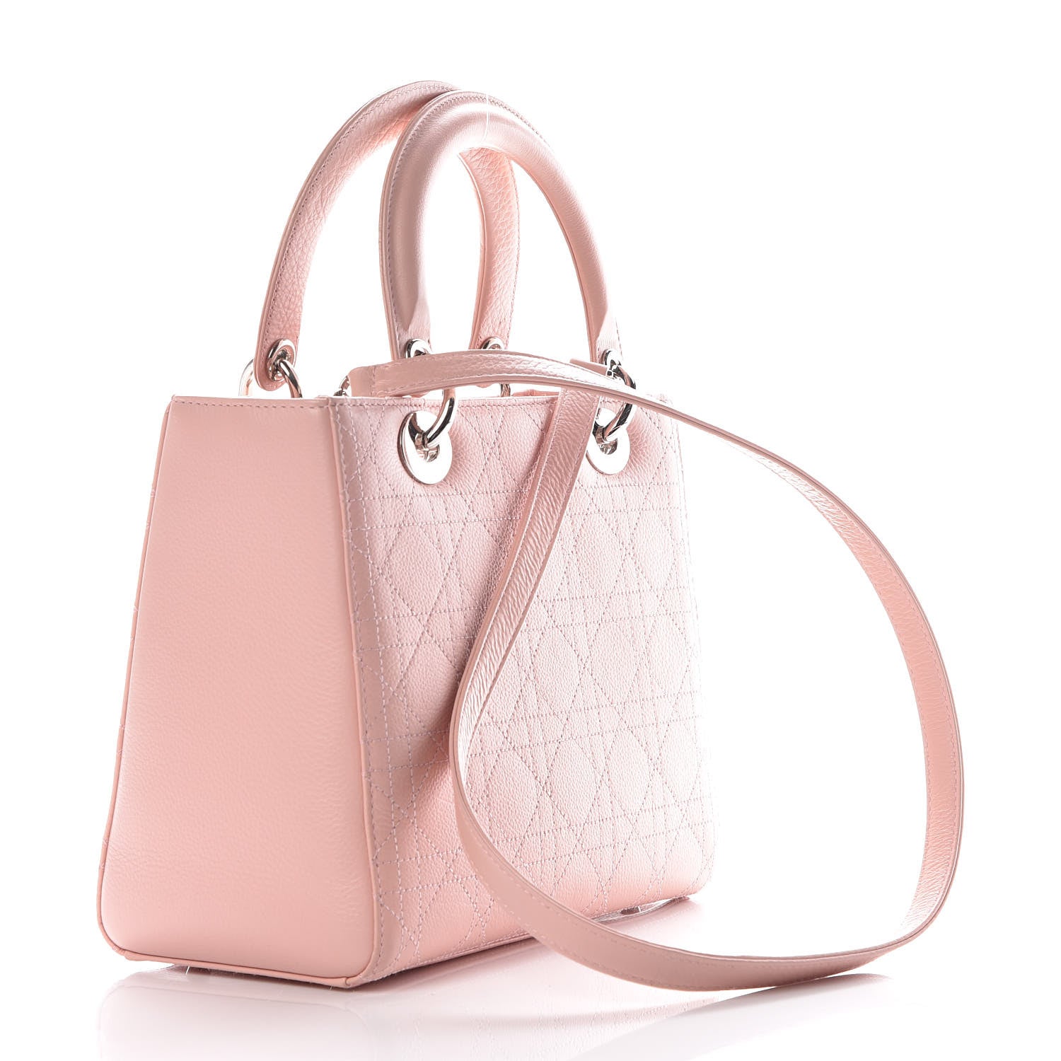 Christian Dior Grained Calfskin Cannage Medium Lady Dior Pink 3 of 9