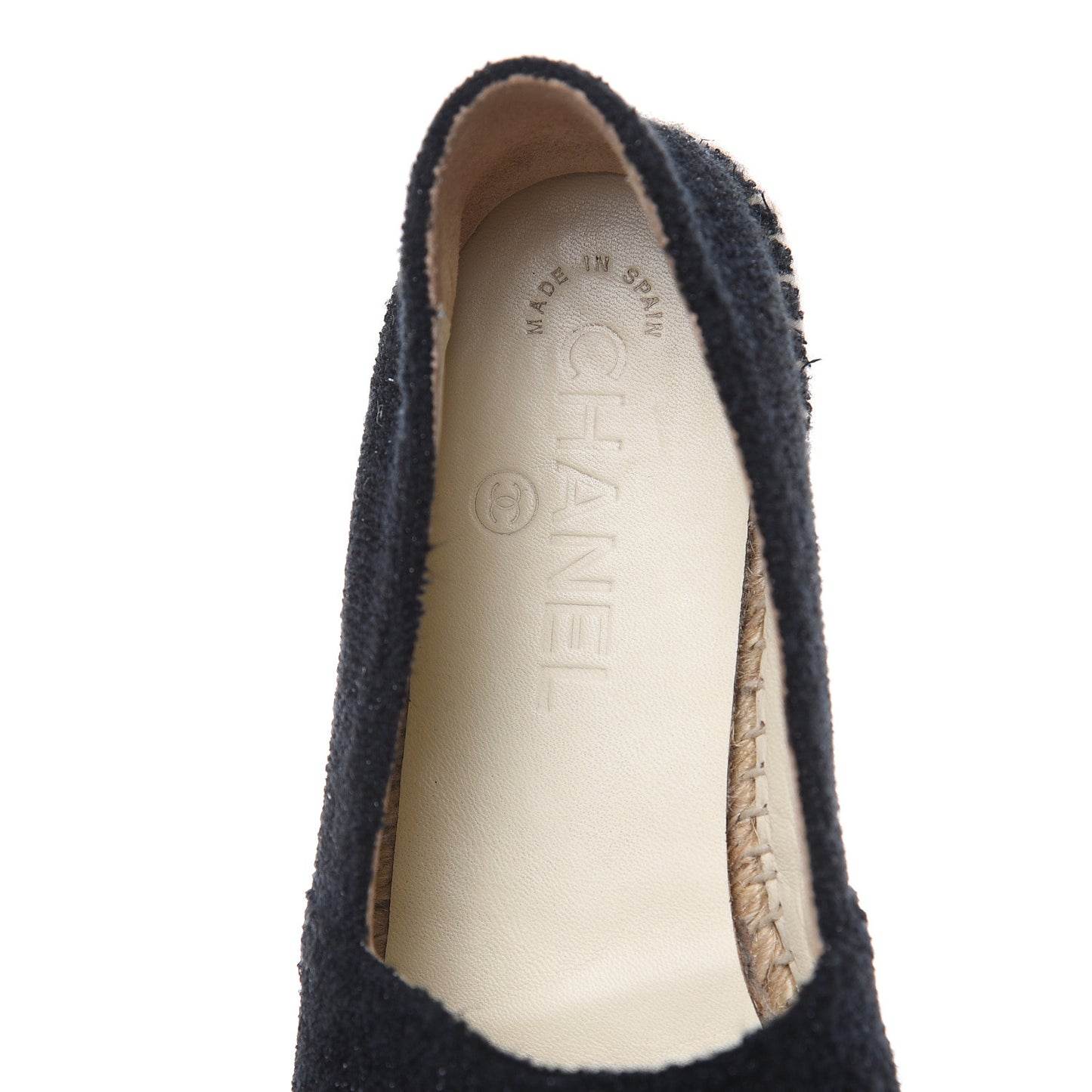 Fabric Patent Calfskin CC Espadrilles 36 Black