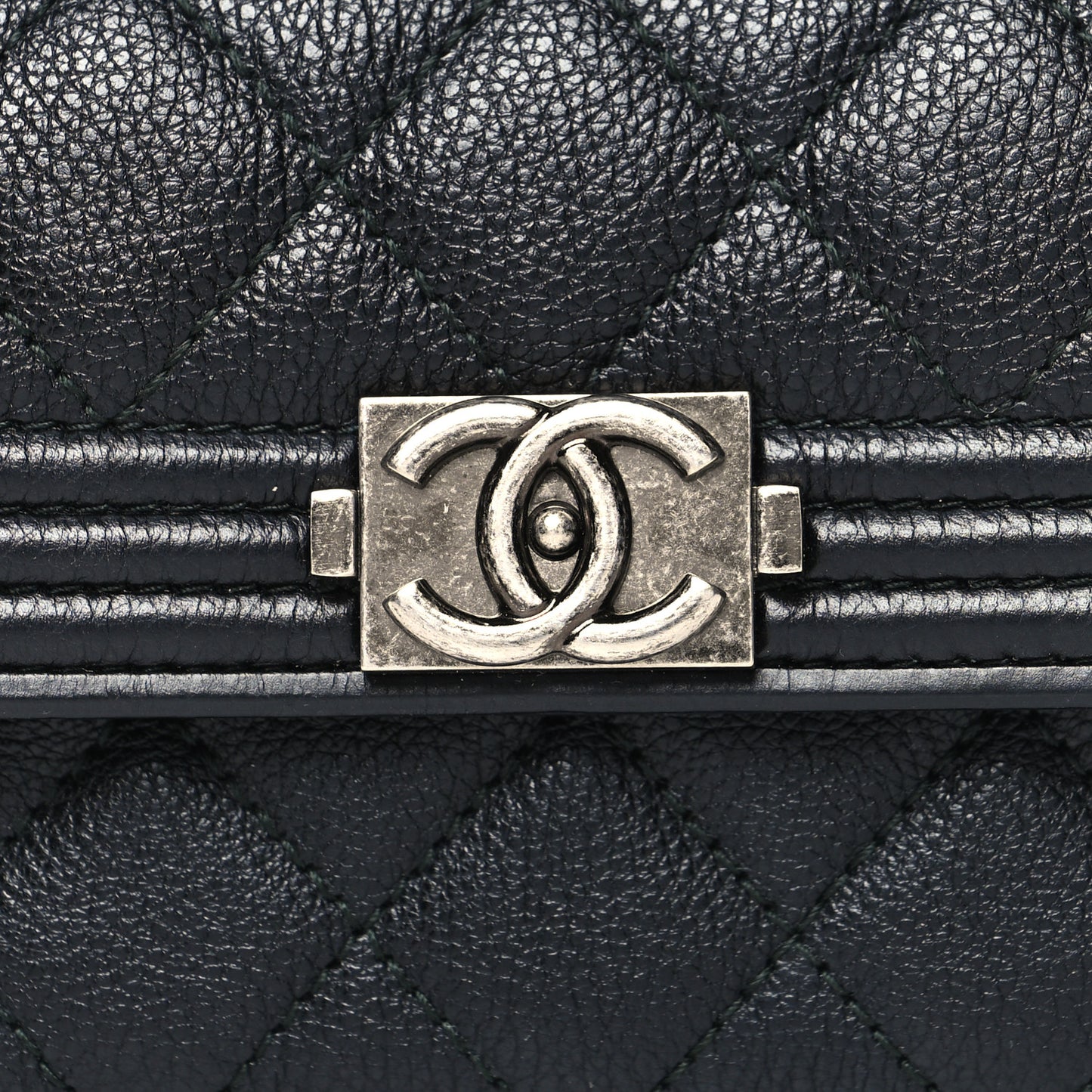 Caviar Quilted Boy Flap Card Holder Black