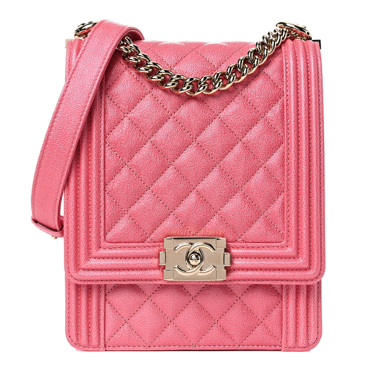 Caviar Quilted North South Boy Flap Pink