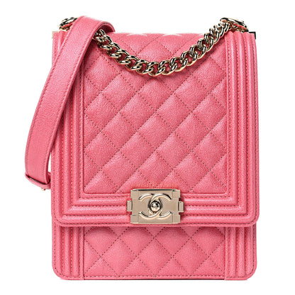 Chanel Caviar Quilted North South Boy Flap Pink 1 of 9