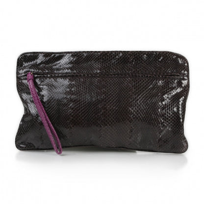 Bottega Veneta Ayers Snakeskin Flat Clutch Plum 1 of 11