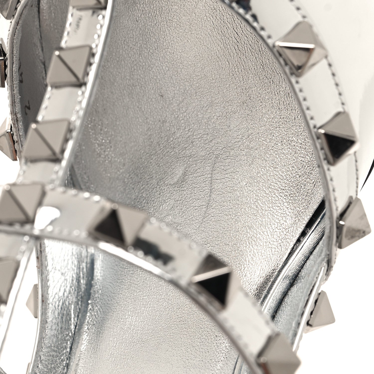 Valentino Garavani Metallic Patent Rockstud Ankle Strap 100mm Pumps 40 Silver 9 of 10