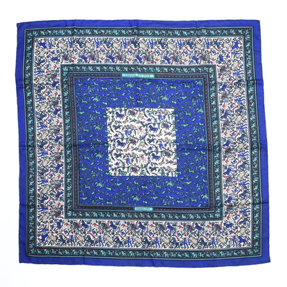Hermes Silk Chasse En Inde Scarf 90 Gris Bleu dur Craie Aqua 1 of 4