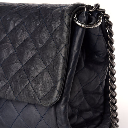 Chanel Washed Lambskin Quilted Studded CC Flap Blue Black 13 of 13