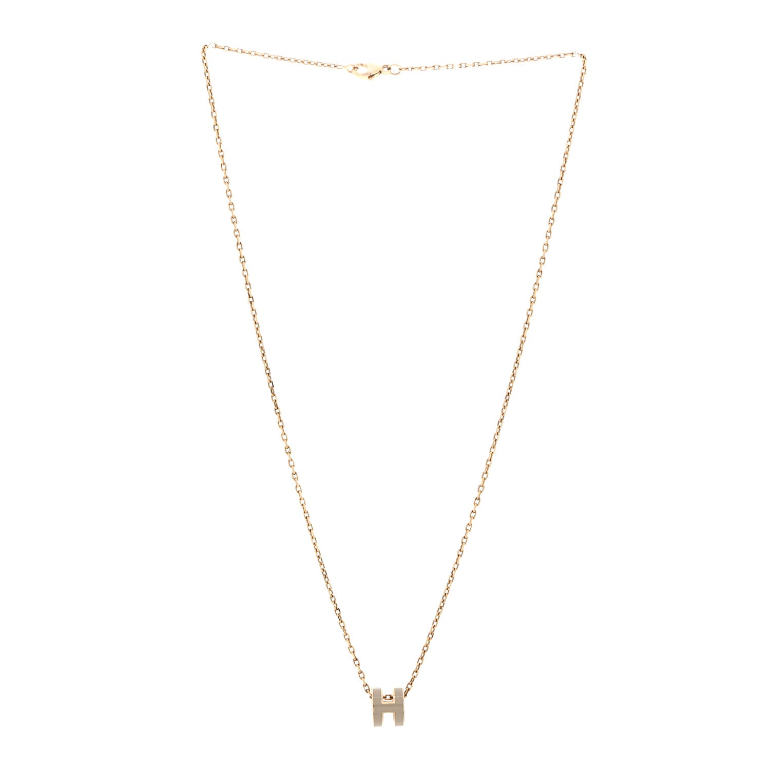 Hermes Lacquered Rose Gold Mini Pop H Pendant Necklace Marron Glace 3 of 7