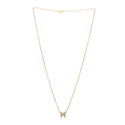 Hermes Lacquered Rose Gold Mini Pop H Pendant Necklace Marron Glace 3 of 7