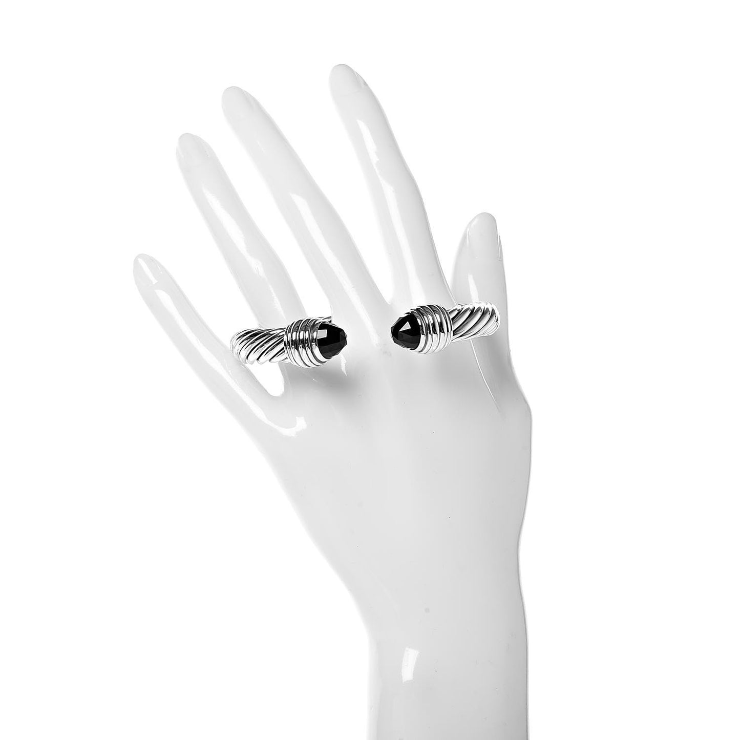 Sterling Silver Black Onyx 10mm Cable Classics Hinged Bracelet